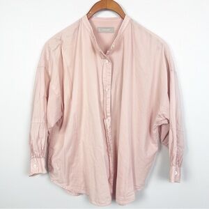 Everlane Top Womens Pink Button Up Blouse Balloon Sleeves Mandarin Collar Size 8